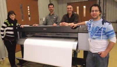 Pictured left to right are: Transcontinental Quebec’s Isabelle Girard, printing equipment operator; Serge Boivin, operator; Michel Ménard, prepress manager; and Jonathan Martel, operator.