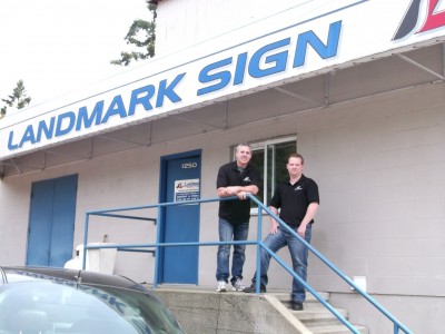 Dave Cunningham (left) and Ryan Shepherd (right) are the business partners behind Landmark’s success. Photos courtesy Landmark Sign