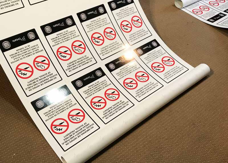 For school settings, the team at 1 Hour Signs & More produced signs prohibiting vaping and smoking within 20 m (65 ft) of school property and public areas.