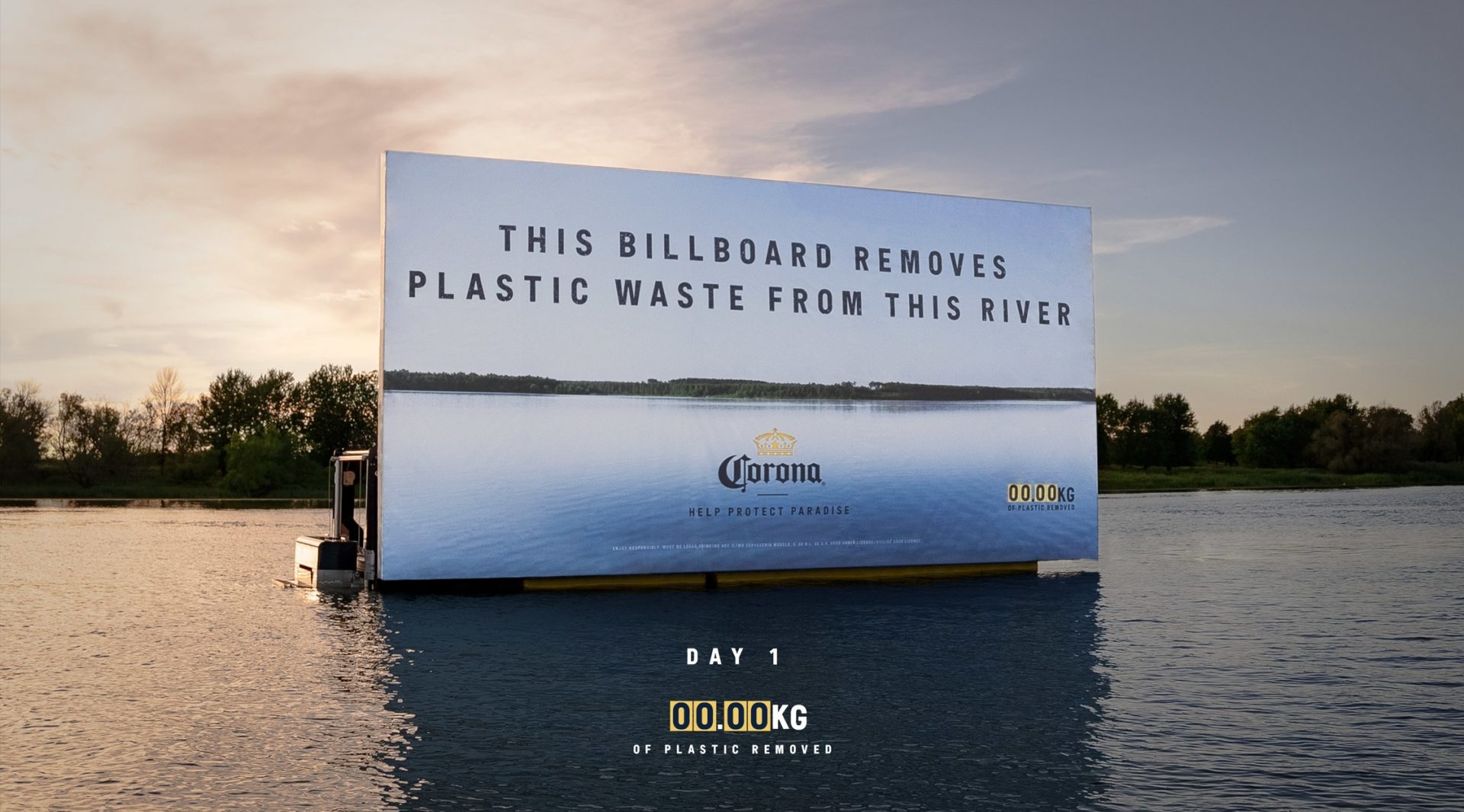 Floating Corona billboard designed to clean up St. Lawrence River ...