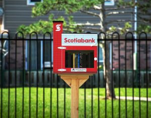 Scotiabank is creating custom Little Free Library kiosks, in an effort to provide more books to areas in need throughout the country. Photo courtesy Scotiabank