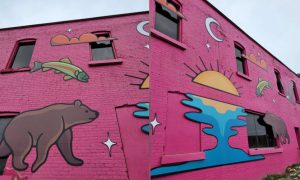 The Land Knows You, a new mural by French-First Nations artist Alanah Astehtsi Otsistohkwa (Morningstar) Jewell, was recently unveiled in downtown Barrie, Ont. Photo courtesy Downtown Barrie BIA