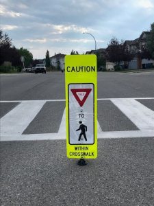 In an effort to prioritize pedestrian safety, the city of Calgary will install new in-street crosswalk signs near its elementary schools. Photo courtesy City of Calgary