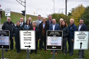 The city of Dorval, Que., has implemented new pedestrian crossings along one of its transit corridors. With signage in French, English, and Inuktitut, they are intended to help prevent fatal accidents similar to one that took place last year. Photo courtesy City of Dorval