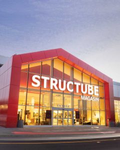 Furniture retailer Structube's head office in Laval, Que., featuring face-lit channel letters.