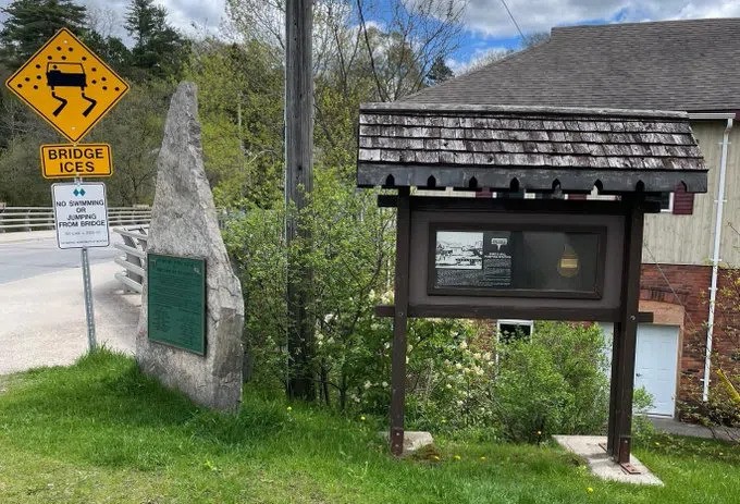 A sign along the heritage trail. 